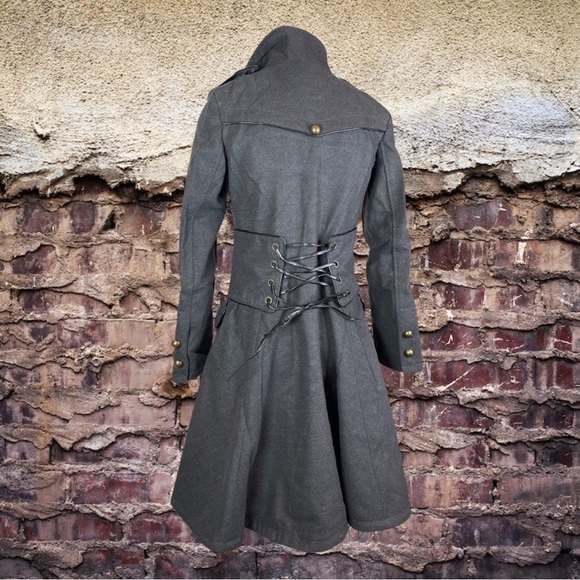 Hell Bunny Army 40s Military Style Steampunk Gothic Corset Coat - Picture 6 of 8